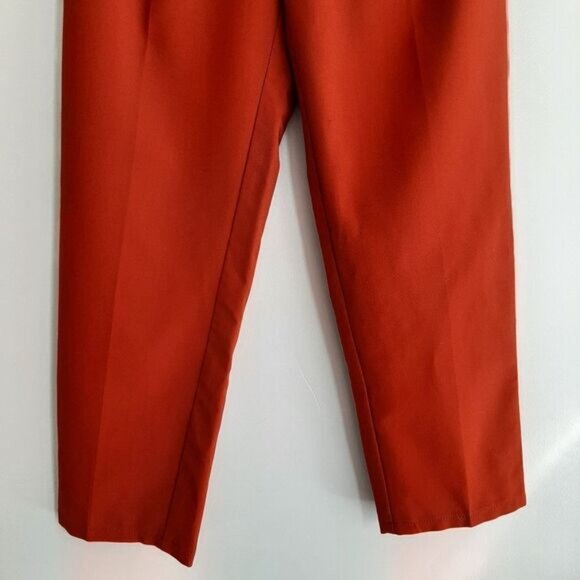FOREVER 21 High Rise Crop Pleated Front Pull-on Dress Pants Brick Red Sz M - Picture 3 of 8